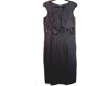 Carmen Marc Valvo Collection Women's Sleeveless Black Beaded Dress